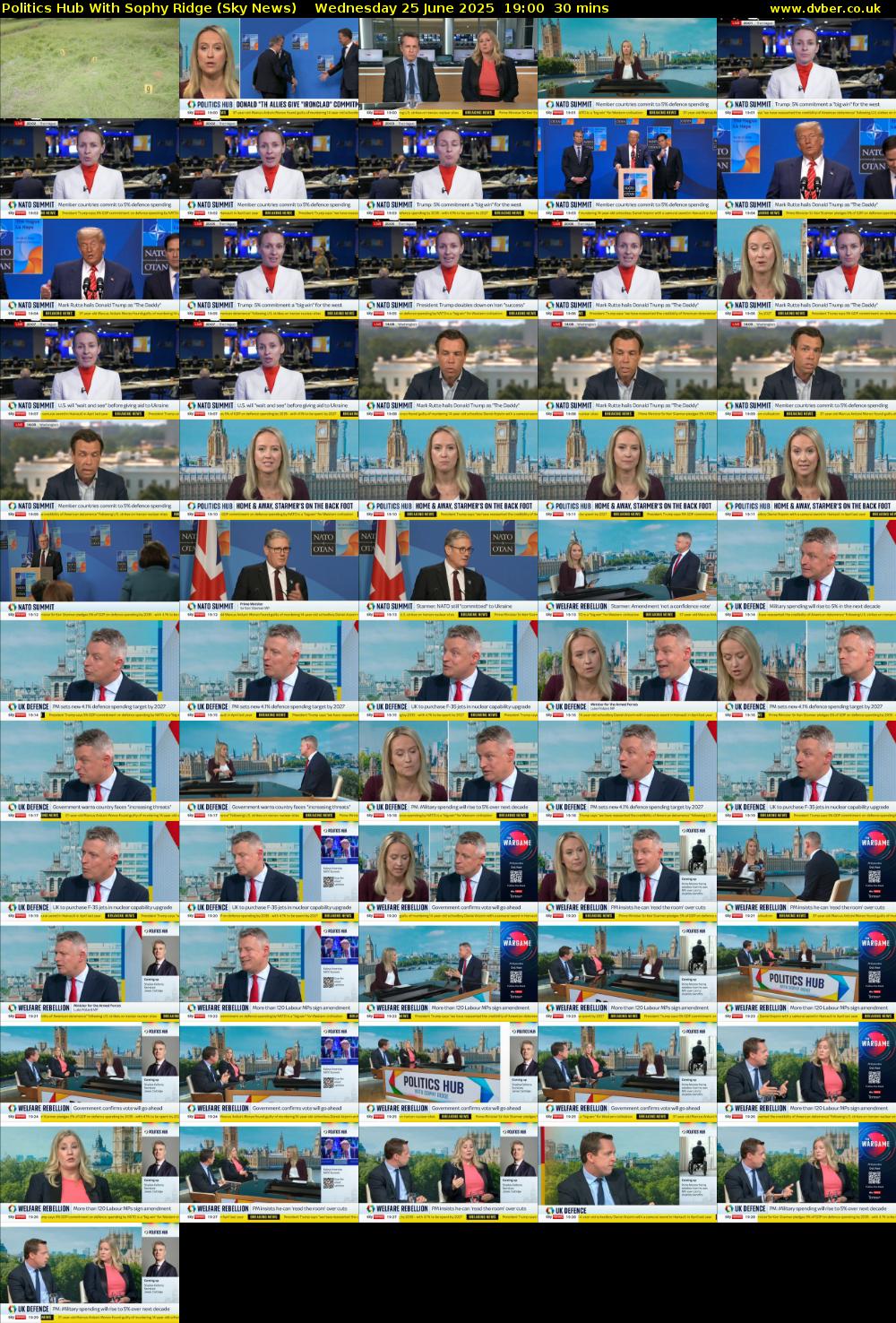 Politics Hub With Sophy Ridge (Sky News) Wednesday 25 June 2025 19:00 - 19:30