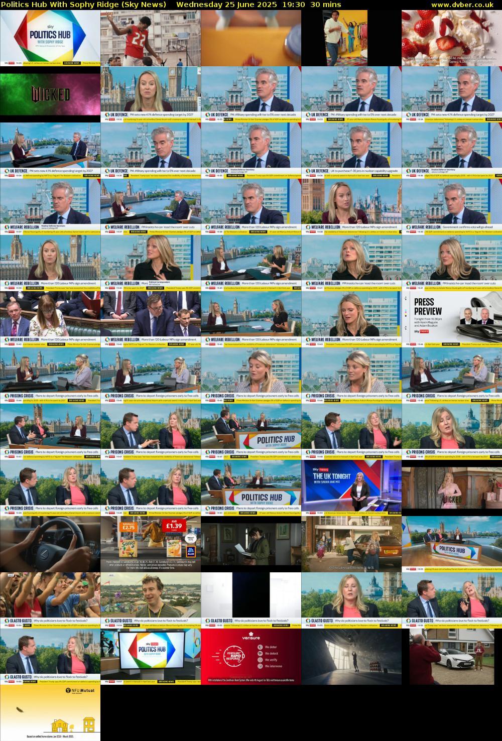 Politics Hub With Sophy Ridge (Sky News) Wednesday 25 June 2025 19:30 - 20:00