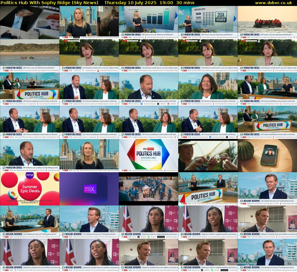 Politics Hub With Sophy Ridge (Sky News) Thursday 10 July 2025 19:00 - 19:30