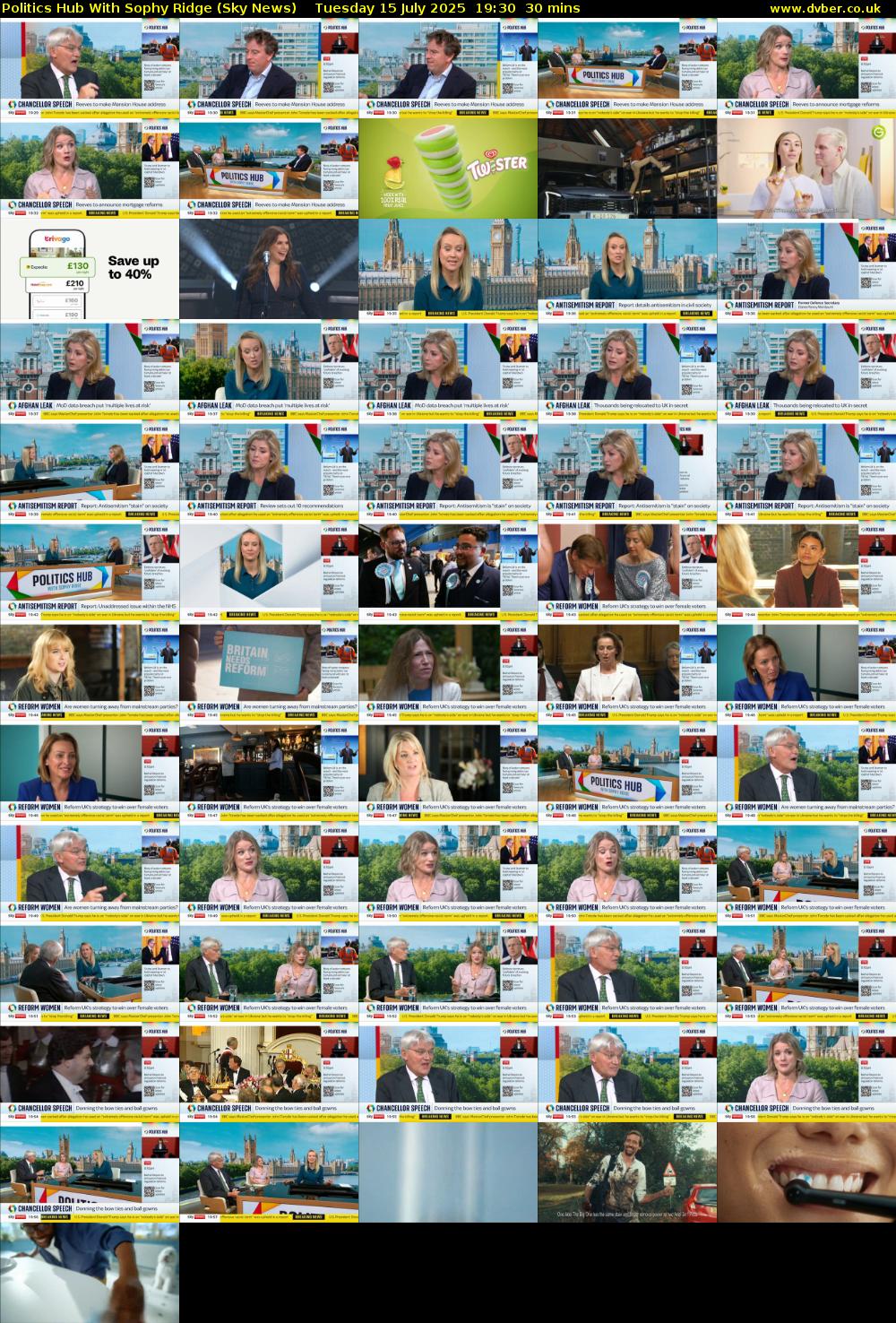 Politics Hub With Sophy Ridge (Sky News) Tuesday 15 July 2025 19:30 - 20:00