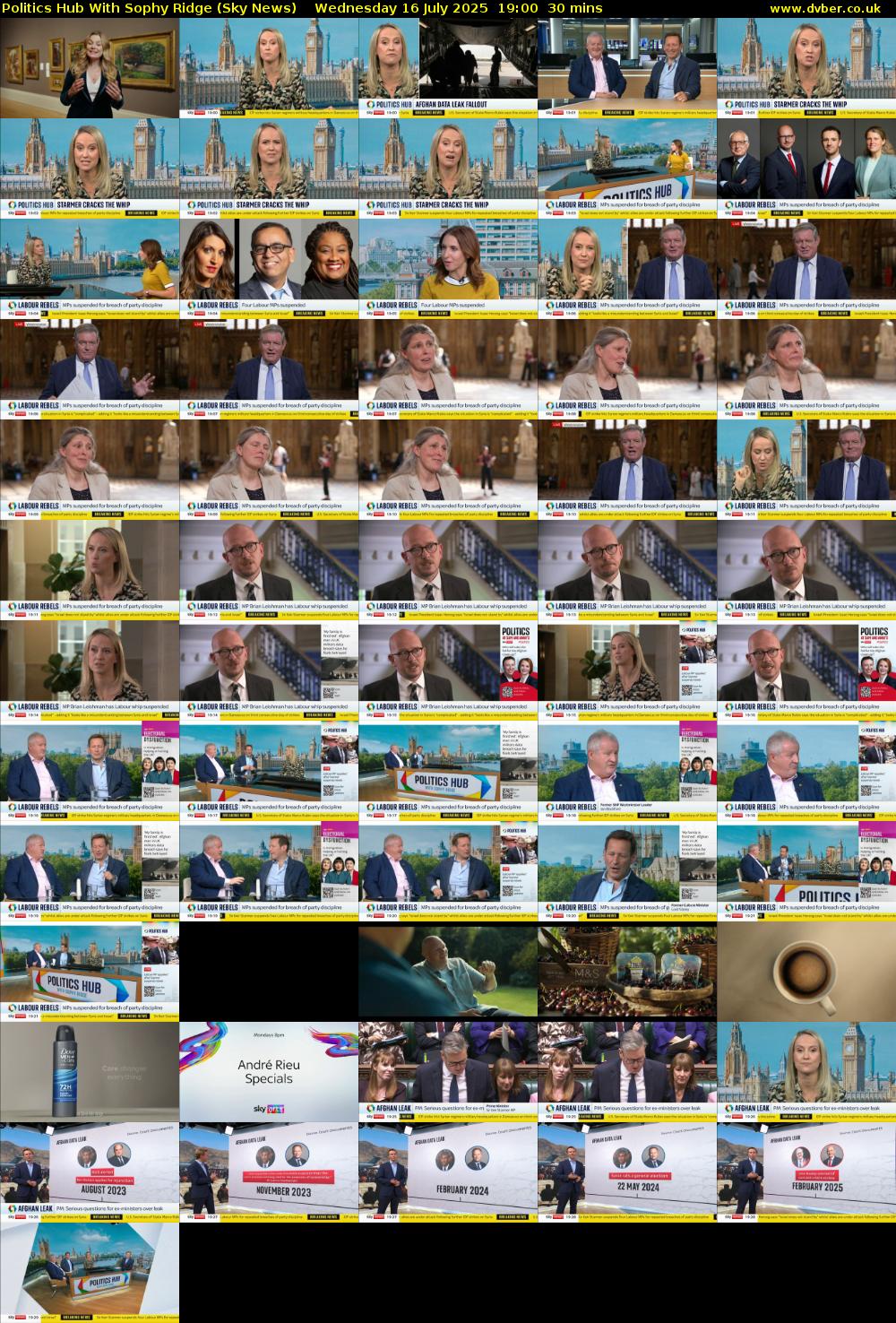 Politics Hub With Sophy Ridge (Sky News) Wednesday 16 July 2025 19:00 - 19:30