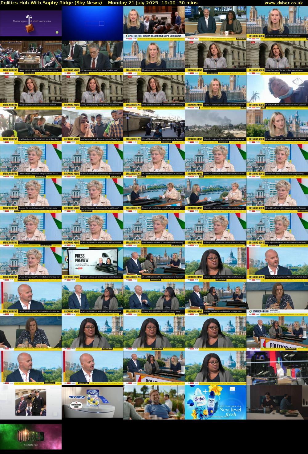Politics Hub With Sophy Ridge (Sky News) Monday 21 July 2025 19:00 - 19:30