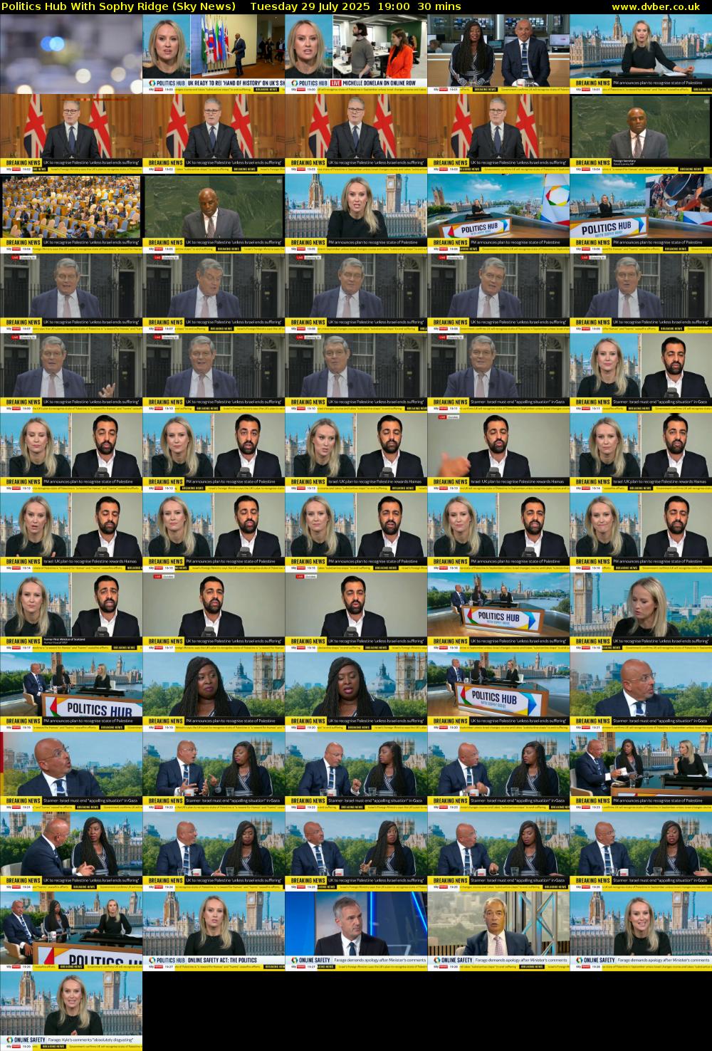 Politics Hub With Sophy Ridge (Sky News) Tuesday 29 July 2025 19:00 - 19:30
