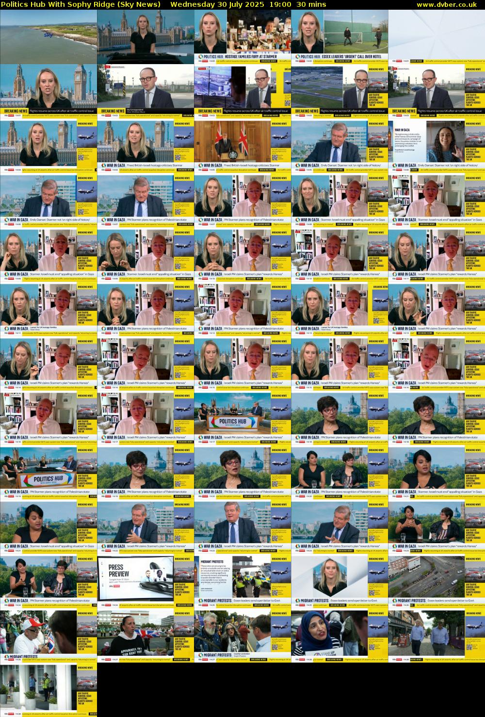 Politics Hub With Sophy Ridge (Sky News) Wednesday 30 July 2025 19:00 - 19:30