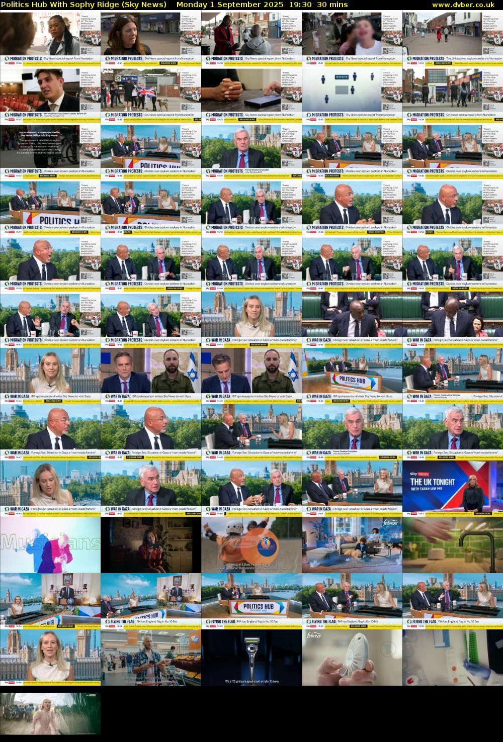 Politics Hub With Sophy Ridge (Sky News) Monday 1 September 2025 19:30 - 20:00