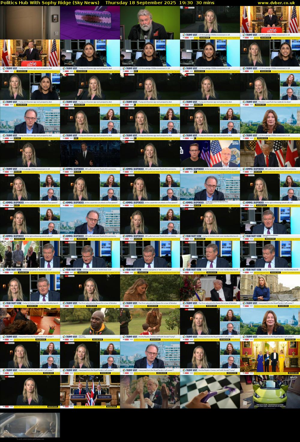 Politics Hub With Sophy Ridge (Sky News) Thursday 18 September 2025 19:30 - 20:00