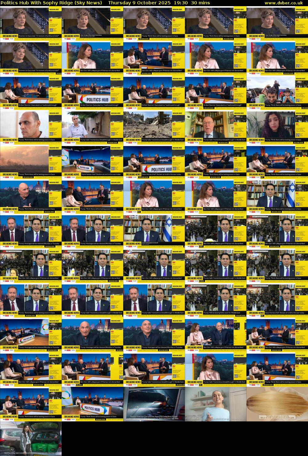 Politics Hub With Sophy Ridge (Sky News) Thursday 9 October 2025 19:30 - 20:00