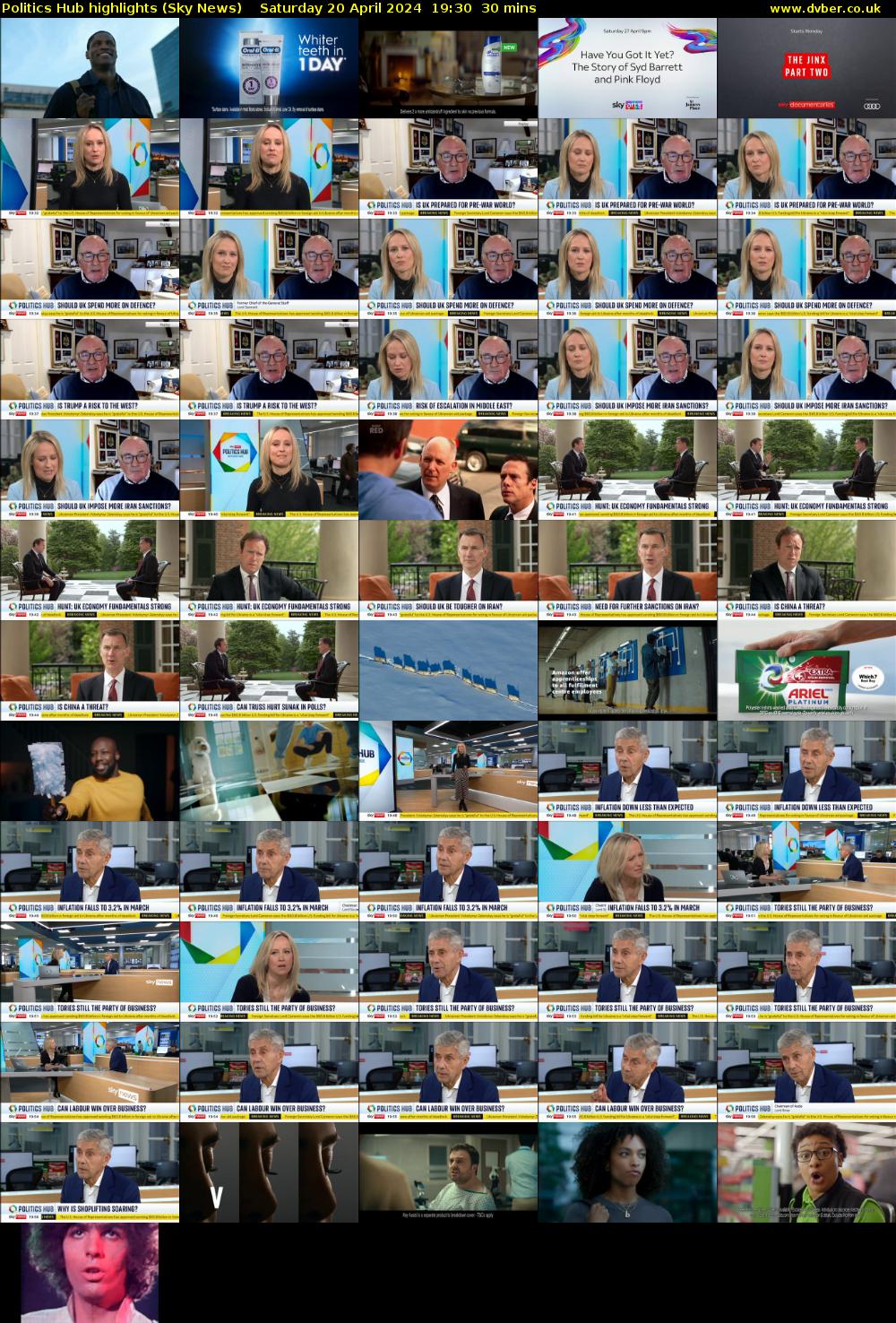 Politics Hub highlights (Sky News) Saturday 20 April 2024 19:30 - 20:00