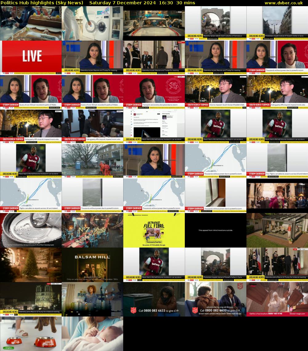 Politics Hub highlights (Sky News) Saturday 7 December 2024 16:30 - 17:00