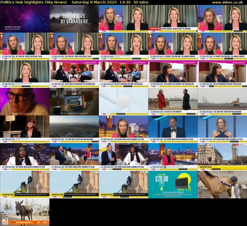 Politics Hub highlights (Sky News) Saturday 8 March 2025 13:30 - 14:00