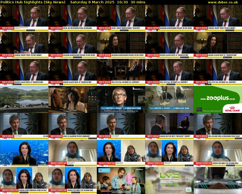 Politics Hub highlights (Sky News) Saturday 8 March 2025 16:30 - 17:00