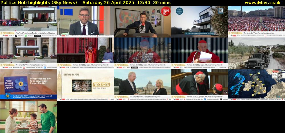 Politics Hub highlights (Sky News) Saturday 26 April 2025 13:30 - 14:00