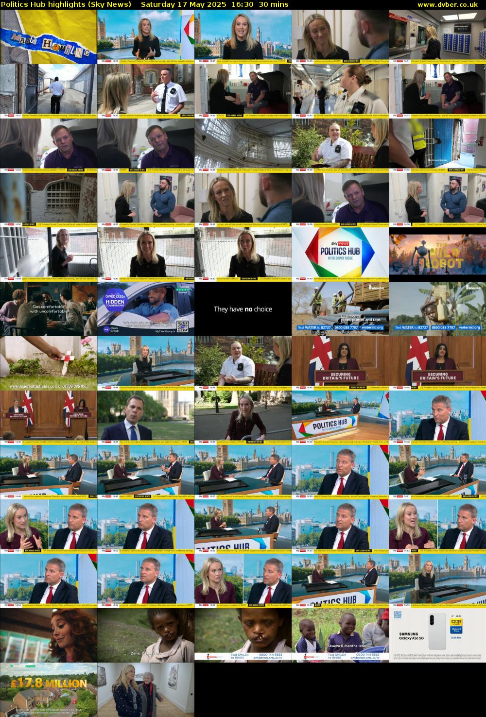 Politics Hub highlights (Sky News) Saturday 17 May 2025 16:30 - 17:00