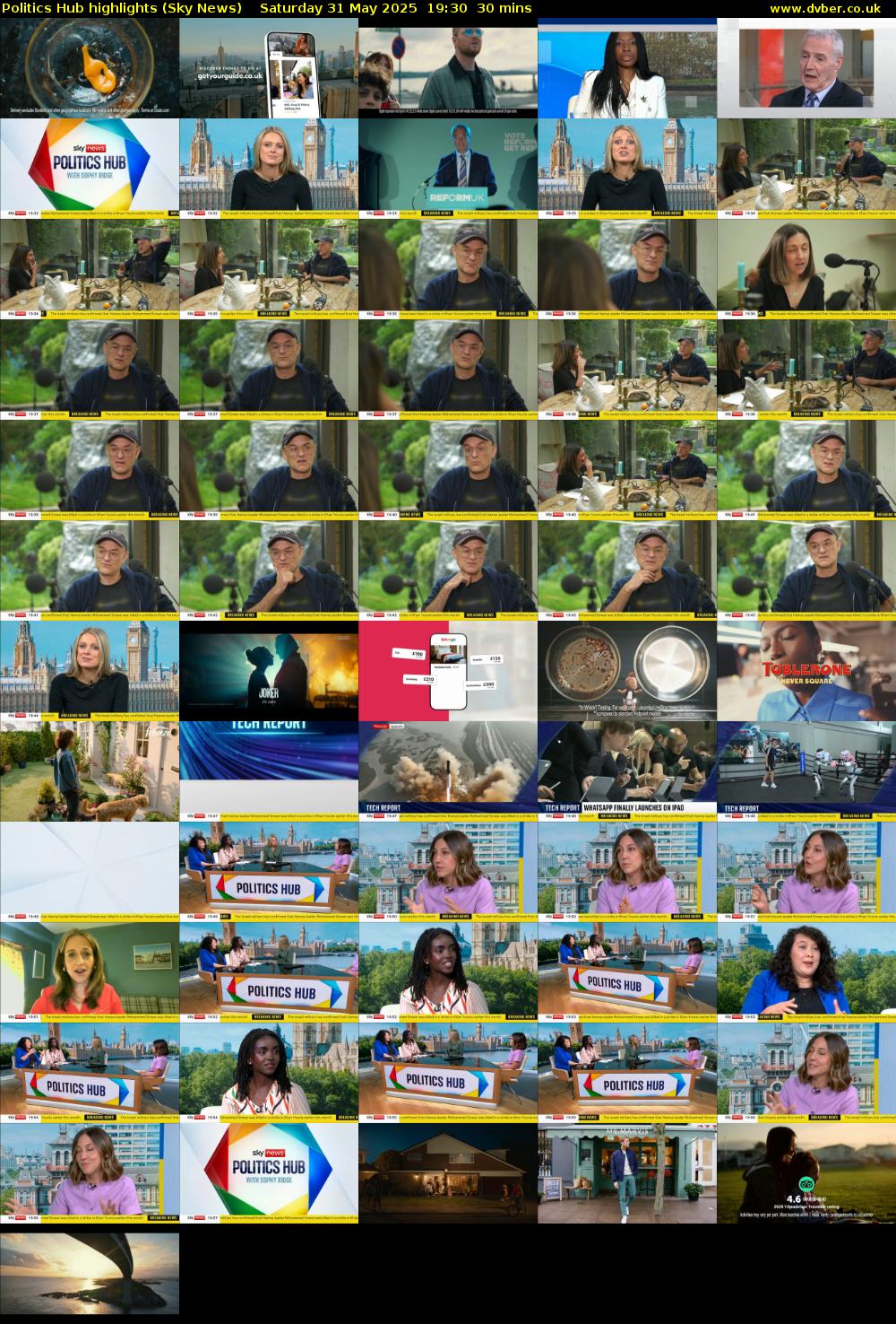 Politics Hub highlights (Sky News) Saturday 31 May 2025 19:30 - 20:00