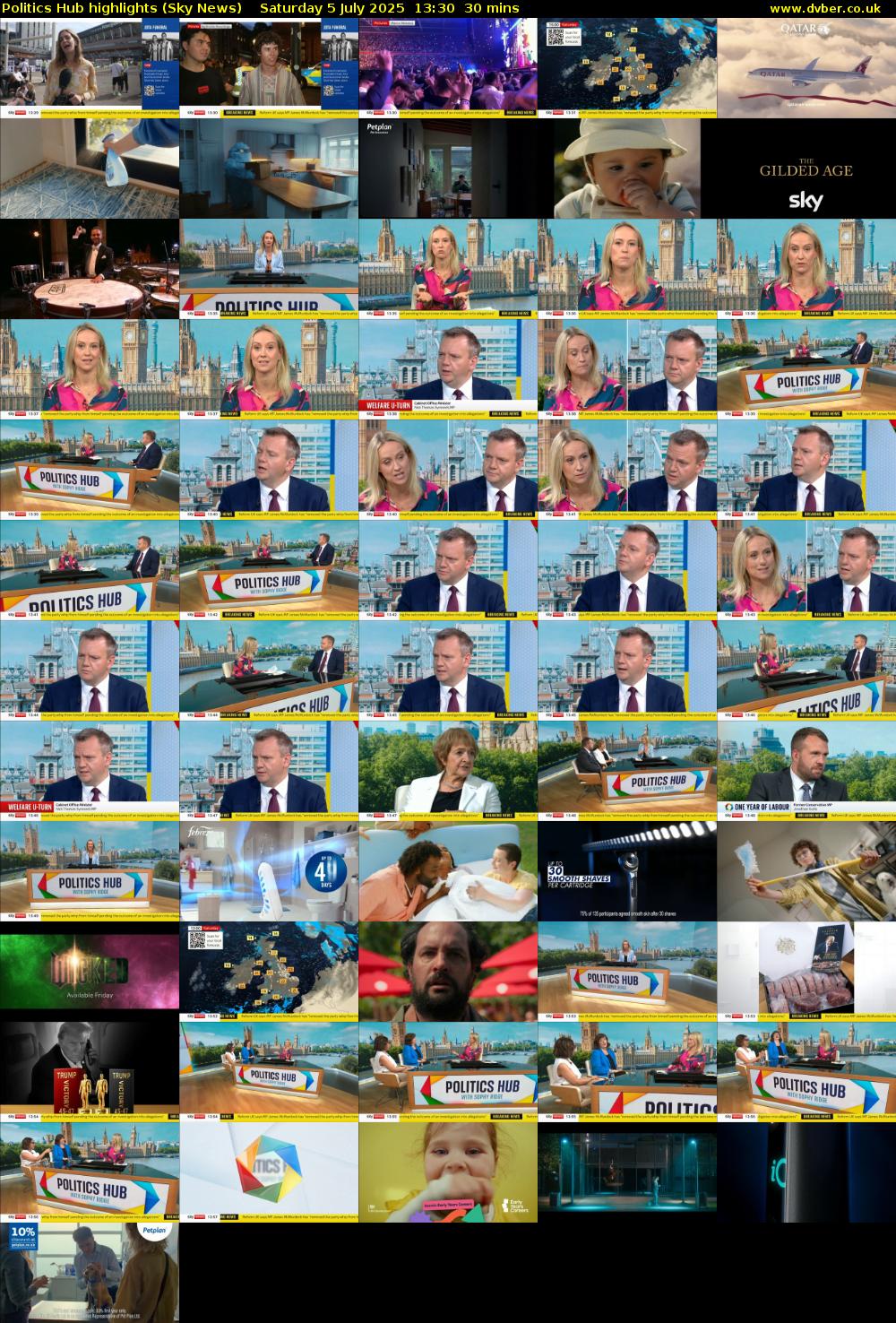 Politics Hub highlights (Sky News) Saturday 5 July 2025 13:30 - 14:00