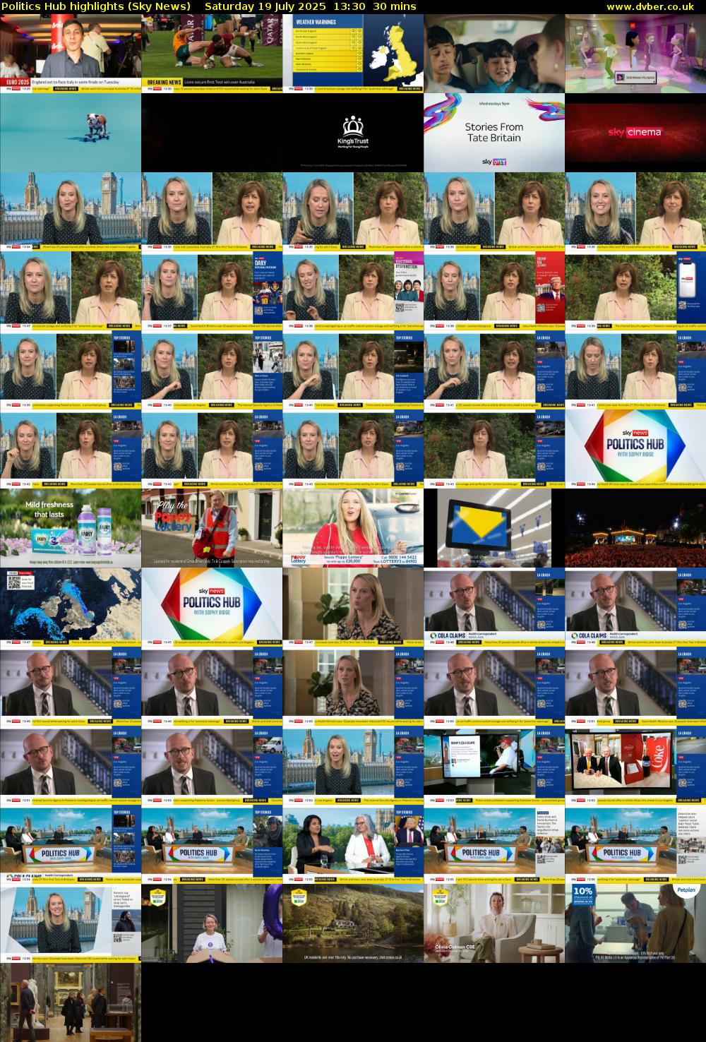 Politics Hub highlights (Sky News) Saturday 19 July 2025 13:30 - 14:00