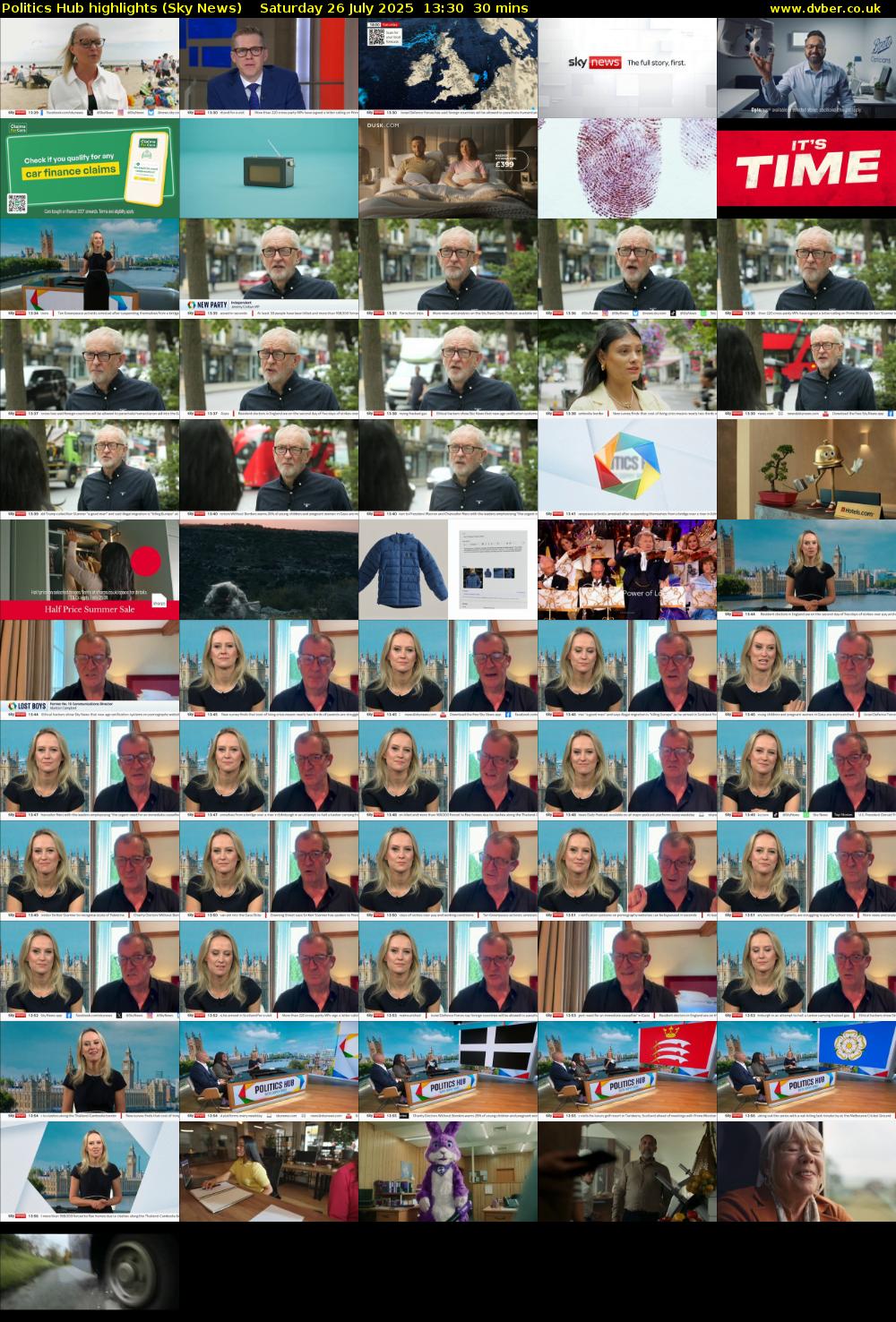 Politics Hub highlights (Sky News) Saturday 26 July 2025 13:30 - 14:00