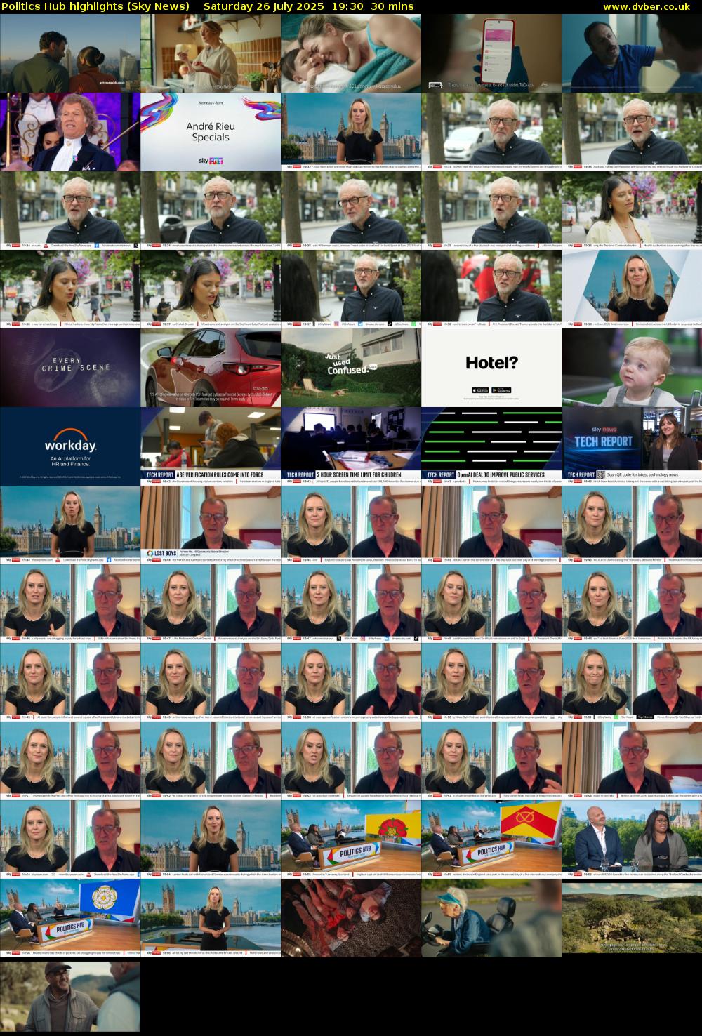 Politics Hub highlights (Sky News) Saturday 26 July 2025 19:30 - 20:00