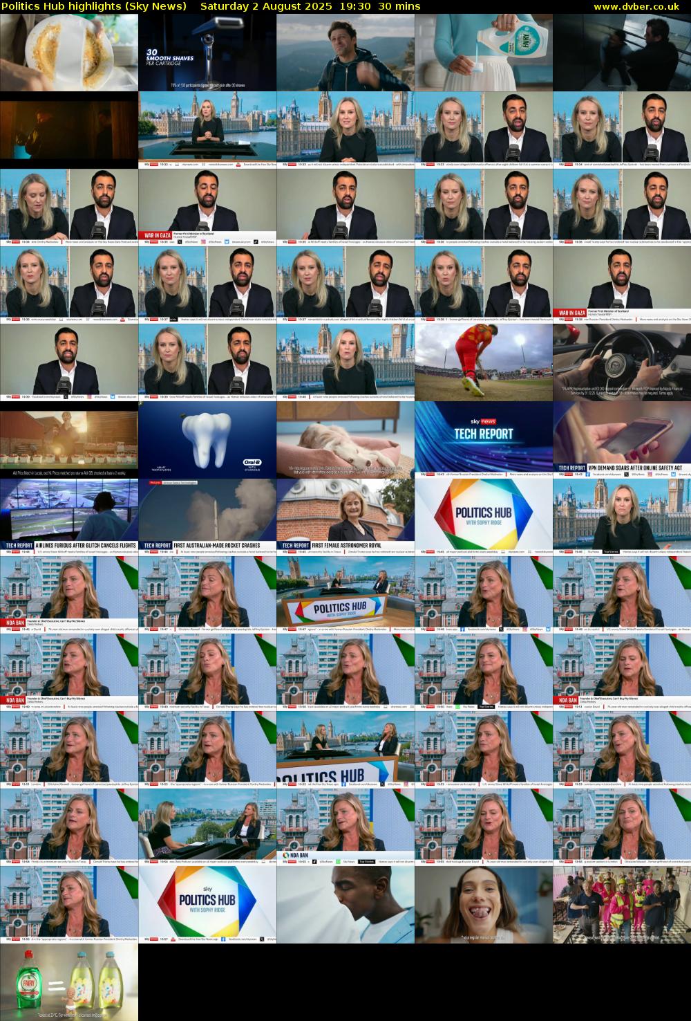 Politics Hub highlights (Sky News) Saturday 2 August 2025 19:30 - 20:00