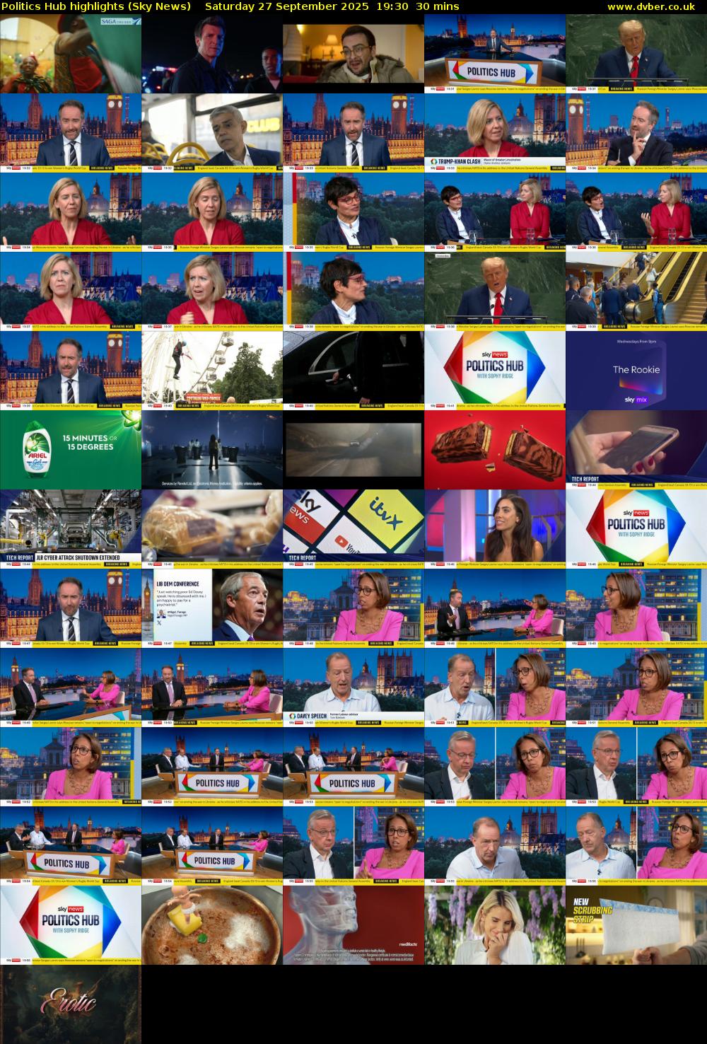 Politics Hub highlights (Sky News) Saturday 27 September 2025 19:30 - 20:00