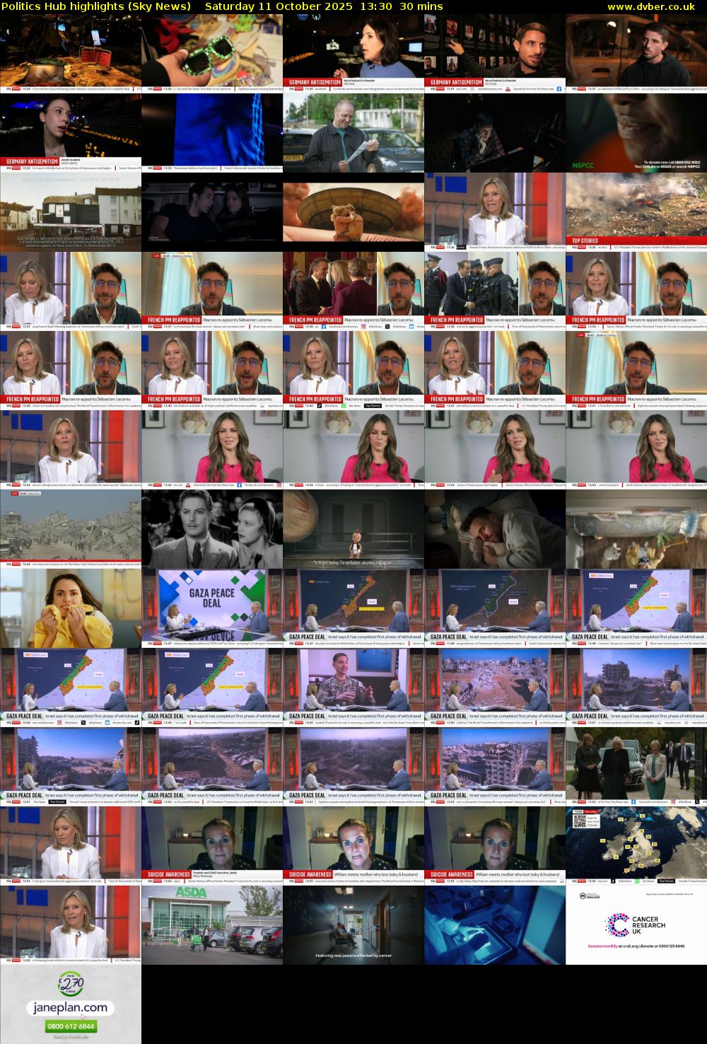 Politics Hub highlights (Sky News) Saturday 11 October 2025 13:30 - 14:00