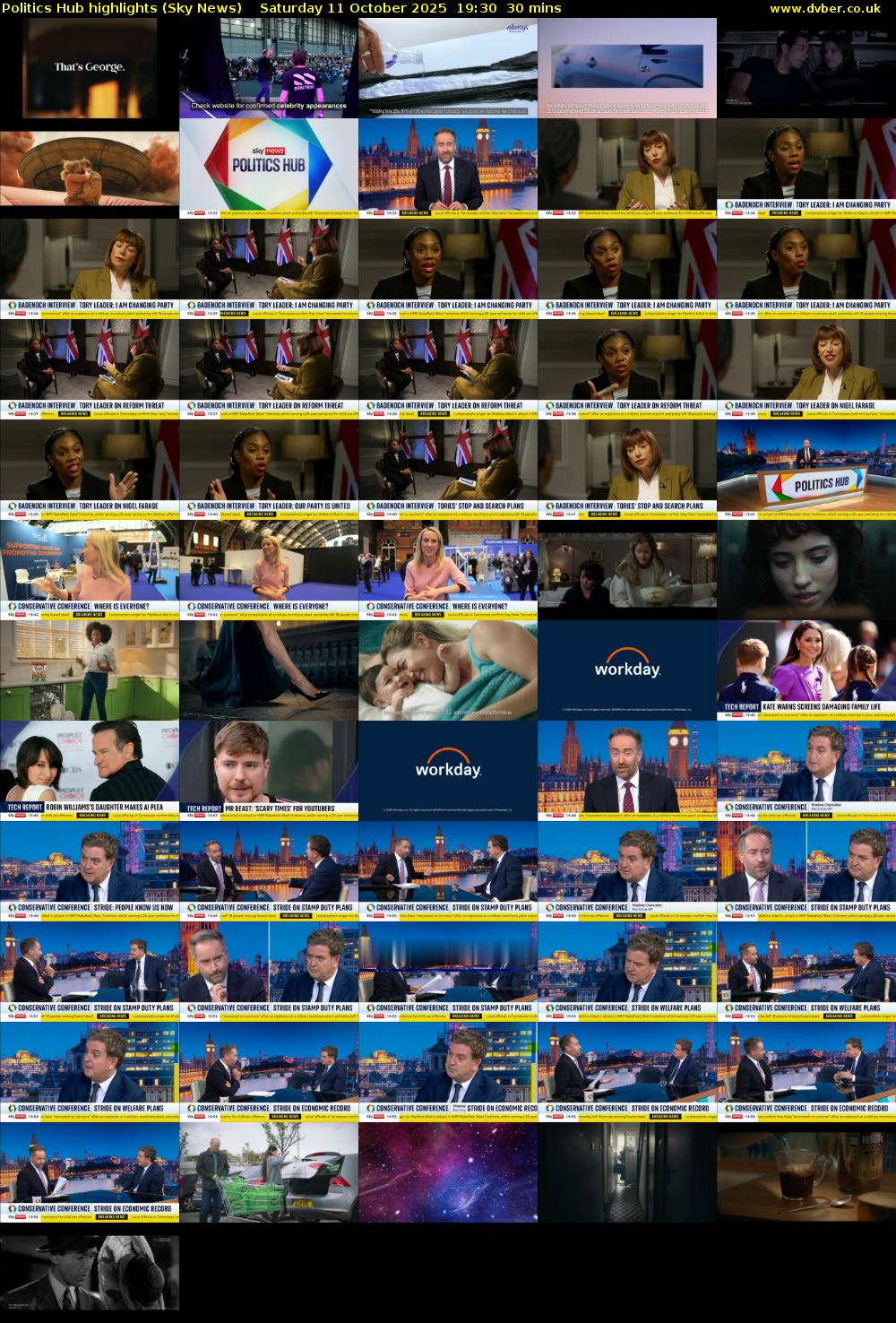 Politics Hub highlights (Sky News) Saturday 11 October 2025 19:30 - 20:00
