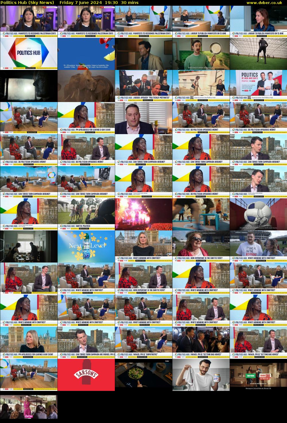 Politics Hub (Sky News) Friday 7 June 2024 19:30 - 20:00