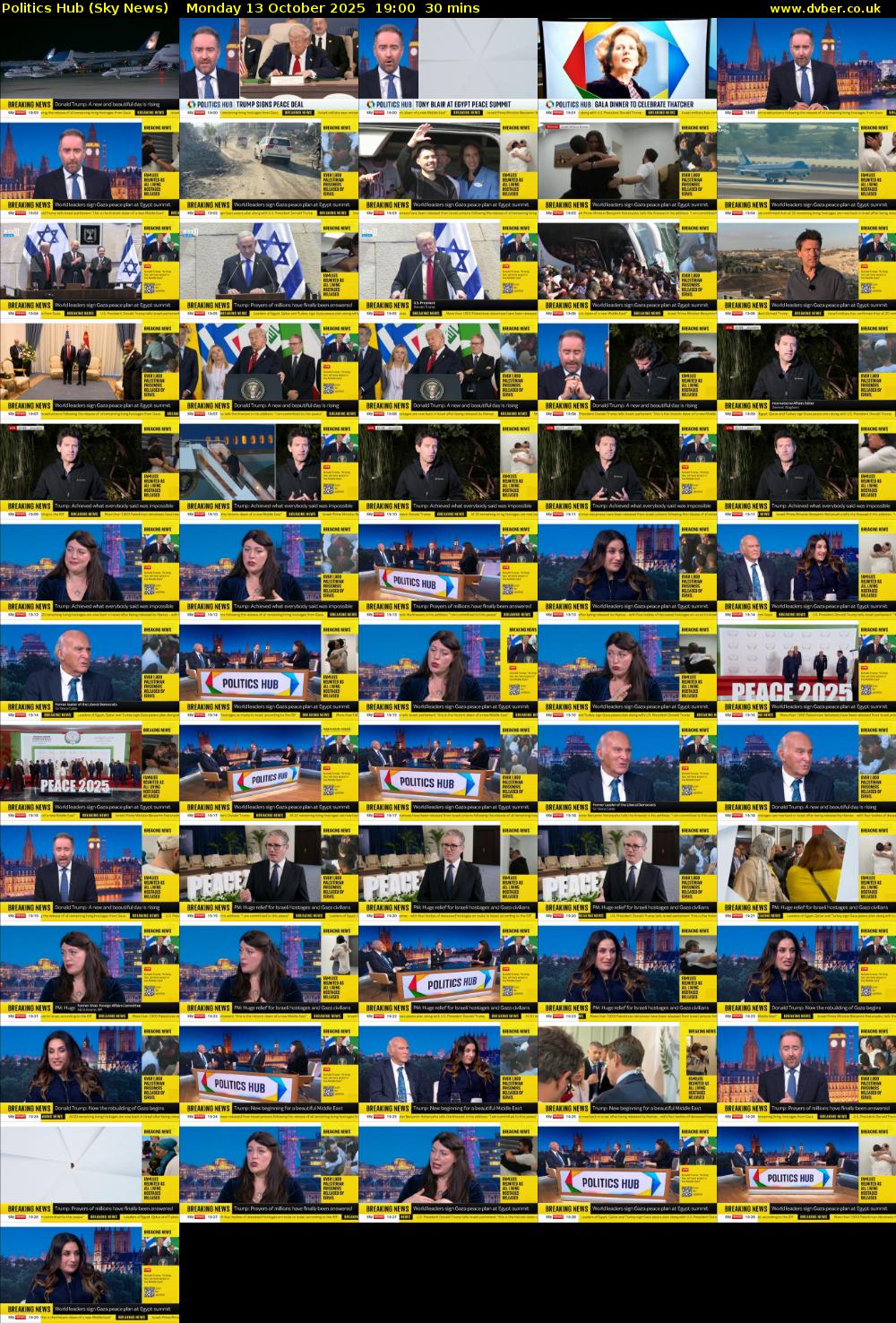 Politics Hub (Sky News) Monday 13 October 2025 19:00 - 19:30