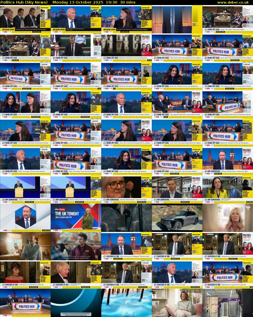 Politics Hub (Sky News) Monday 13 October 2025 19:30 - 20:00