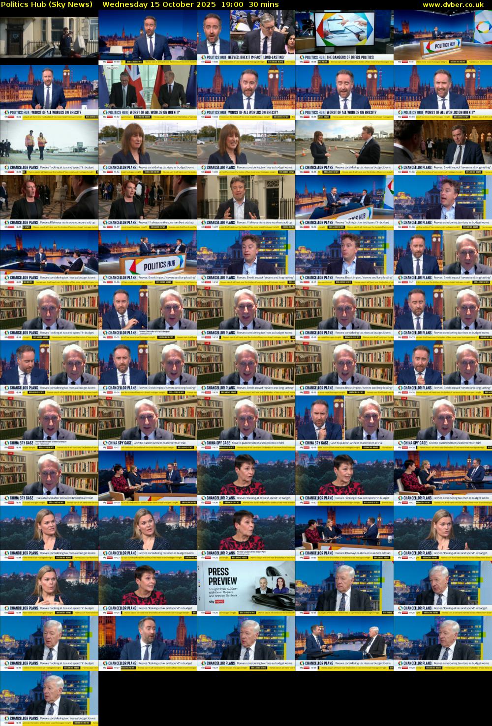 Politics Hub (Sky News) Wednesday 15 October 2025 19:00 - 19:30