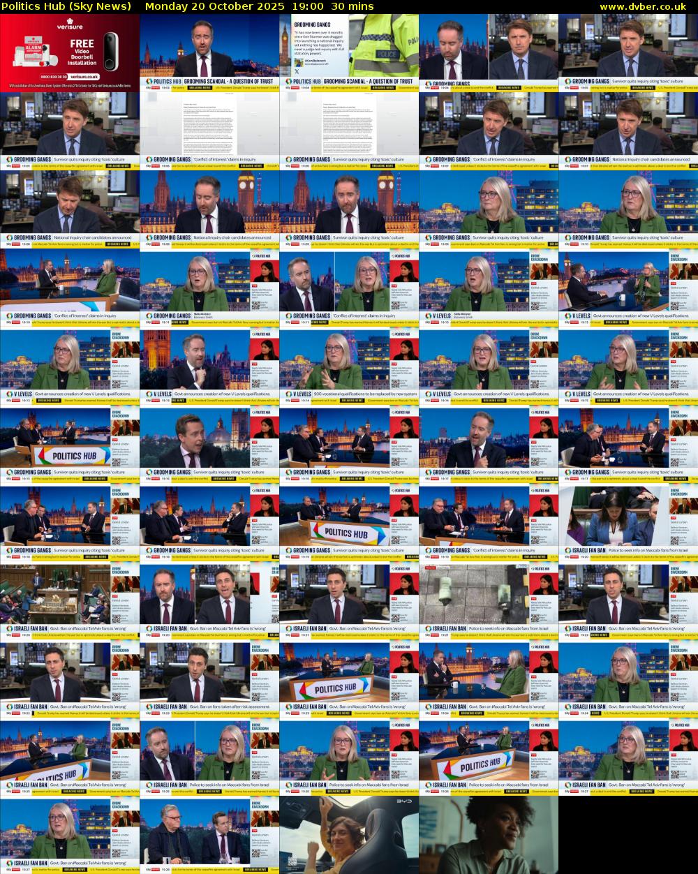 Politics Hub (Sky News) Monday 20 October 2025 19:00 - 19:30