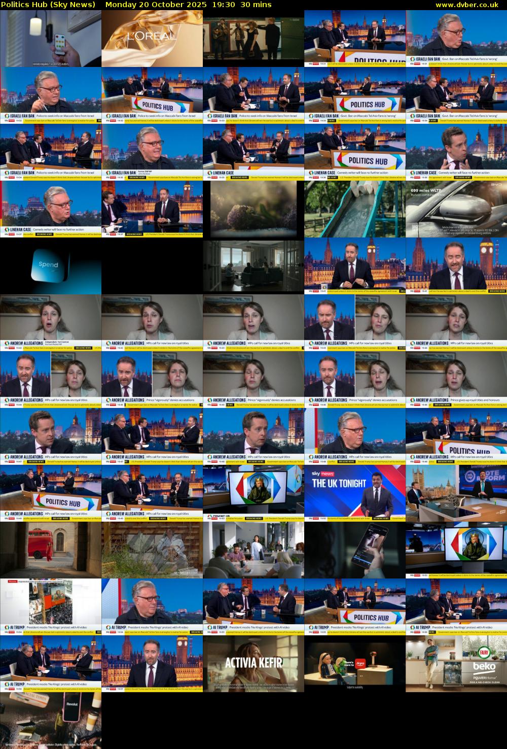 Politics Hub (Sky News) Monday 20 October 2025 19:30 - 20:00
