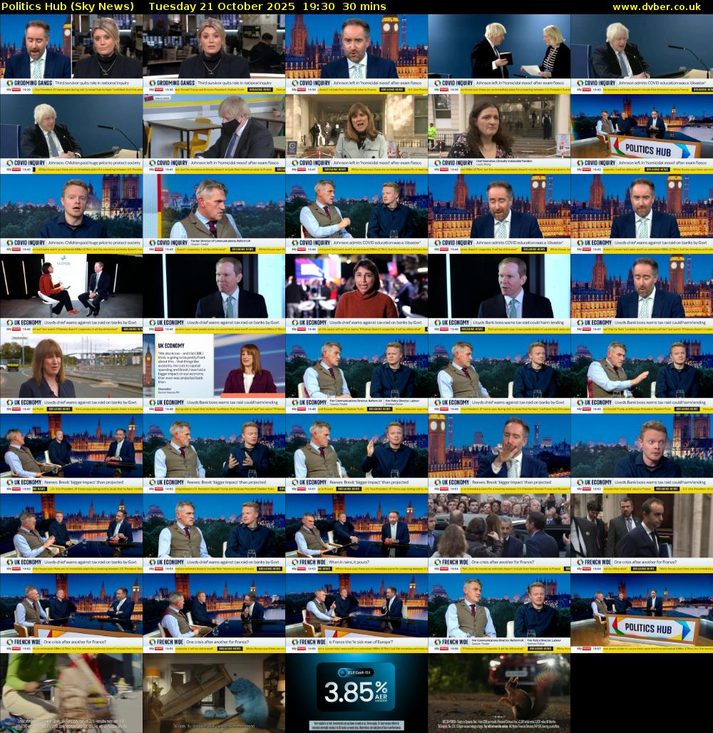 Politics Hub (Sky News) Tuesday 21 October 2025 19:30 - 20:00