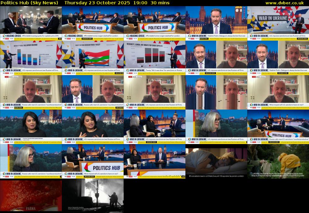 Politics Hub (Sky News) Thursday 23 October 2025 19:00 - 19:30