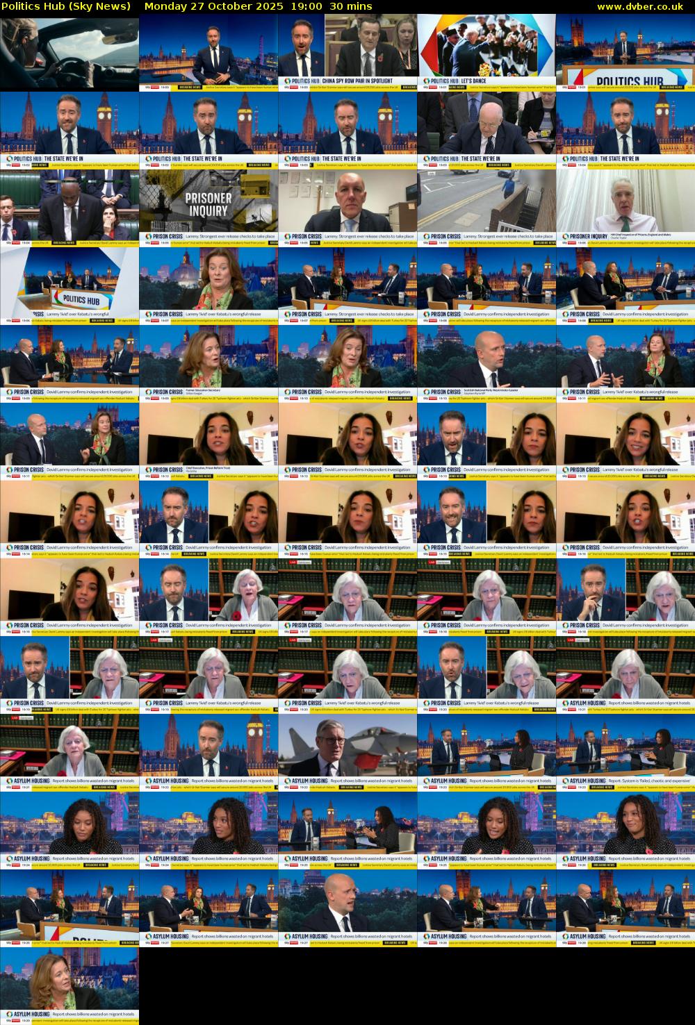 Politics Hub (Sky News) Monday 27 October 2025 19:00 - 19:30