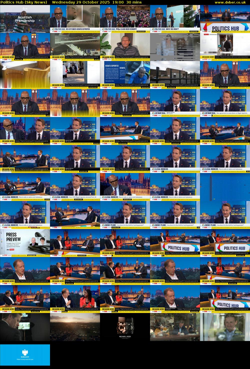 Politics Hub (Sky News) Wednesday 29 October 2025 19:00 - 19:30