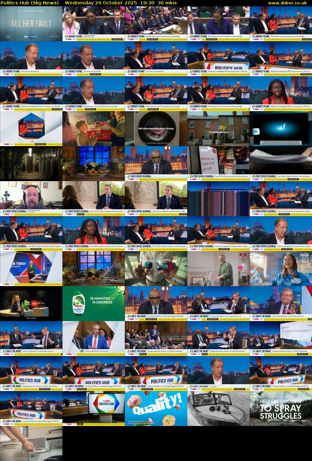Politics Hub (Sky News) Wednesday 29 October 2025 19:30 - 20:00