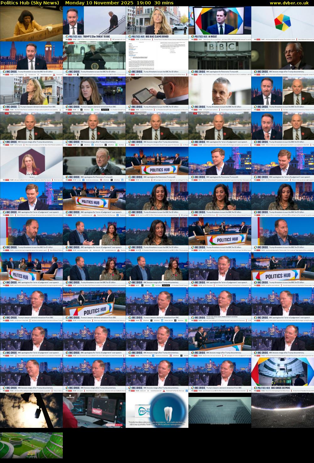 Politics Hub (Sky News) Monday 10 November 2025 19:00 - 19:30