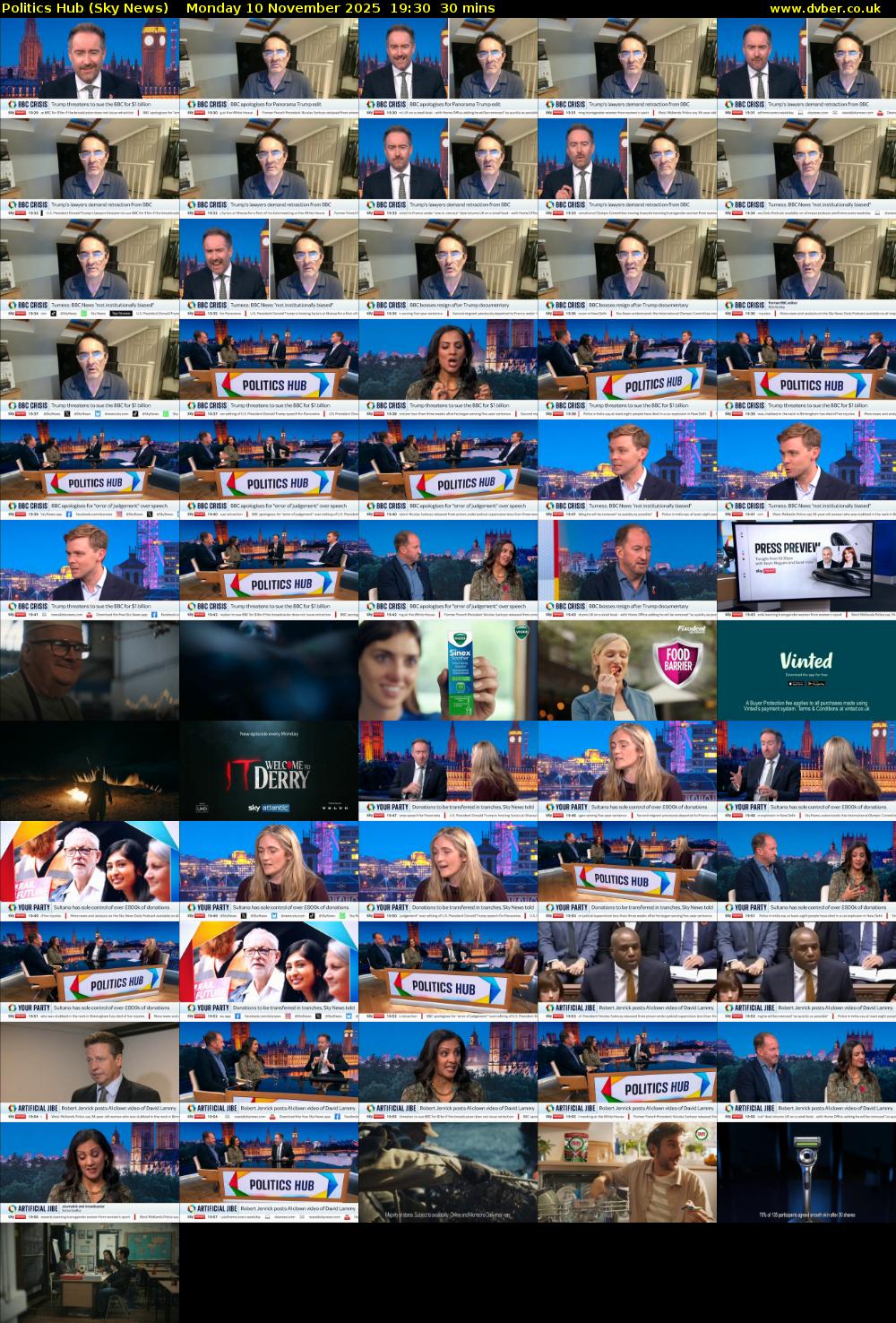 Politics Hub (Sky News) Monday 10 November 2025 19:30 - 20:00