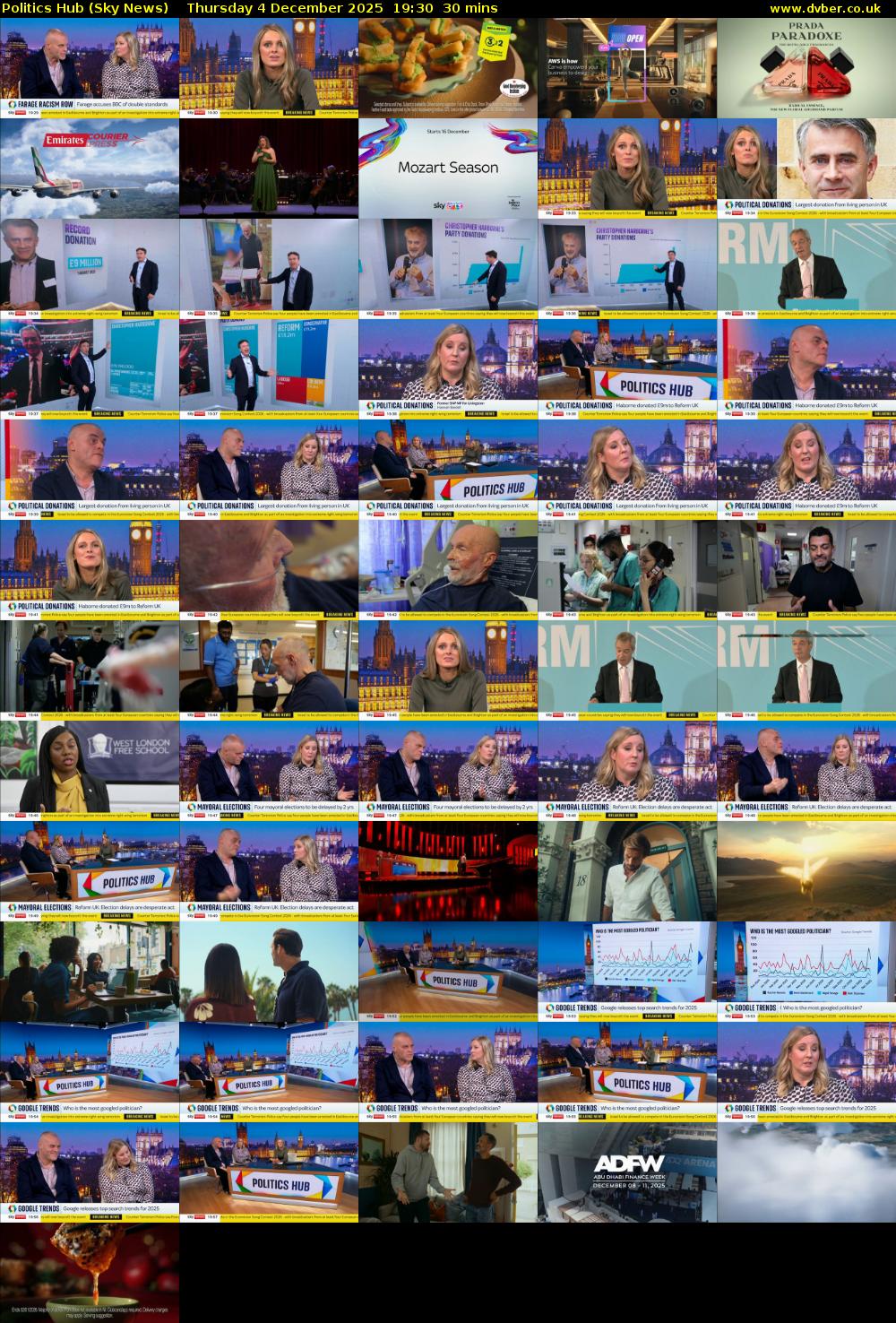 Politics Hub (Sky News) Thursday 4 December 2025 19:30 - 20:00