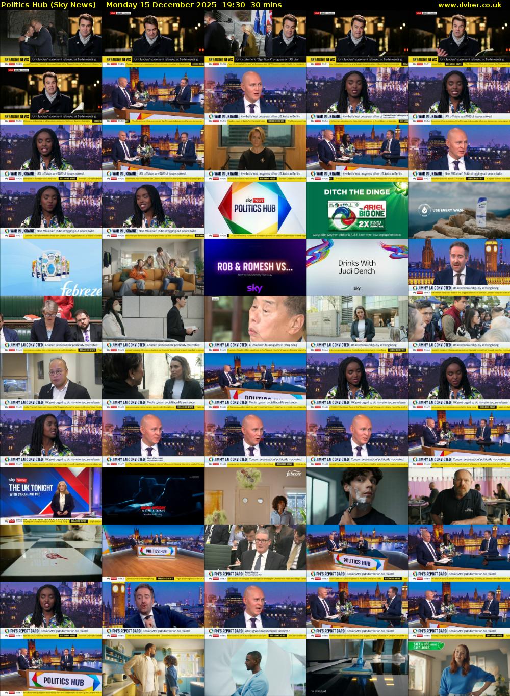 Politics Hub (Sky News) Monday 15 December 2025 19:30 - 20:00