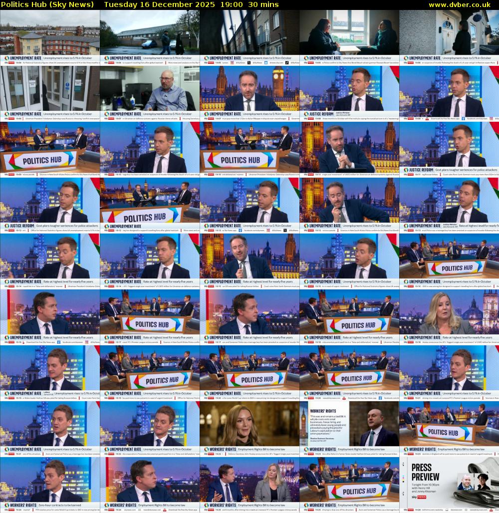Politics Hub (Sky News) Tuesday 16 December 2025 19:00 - 19:30