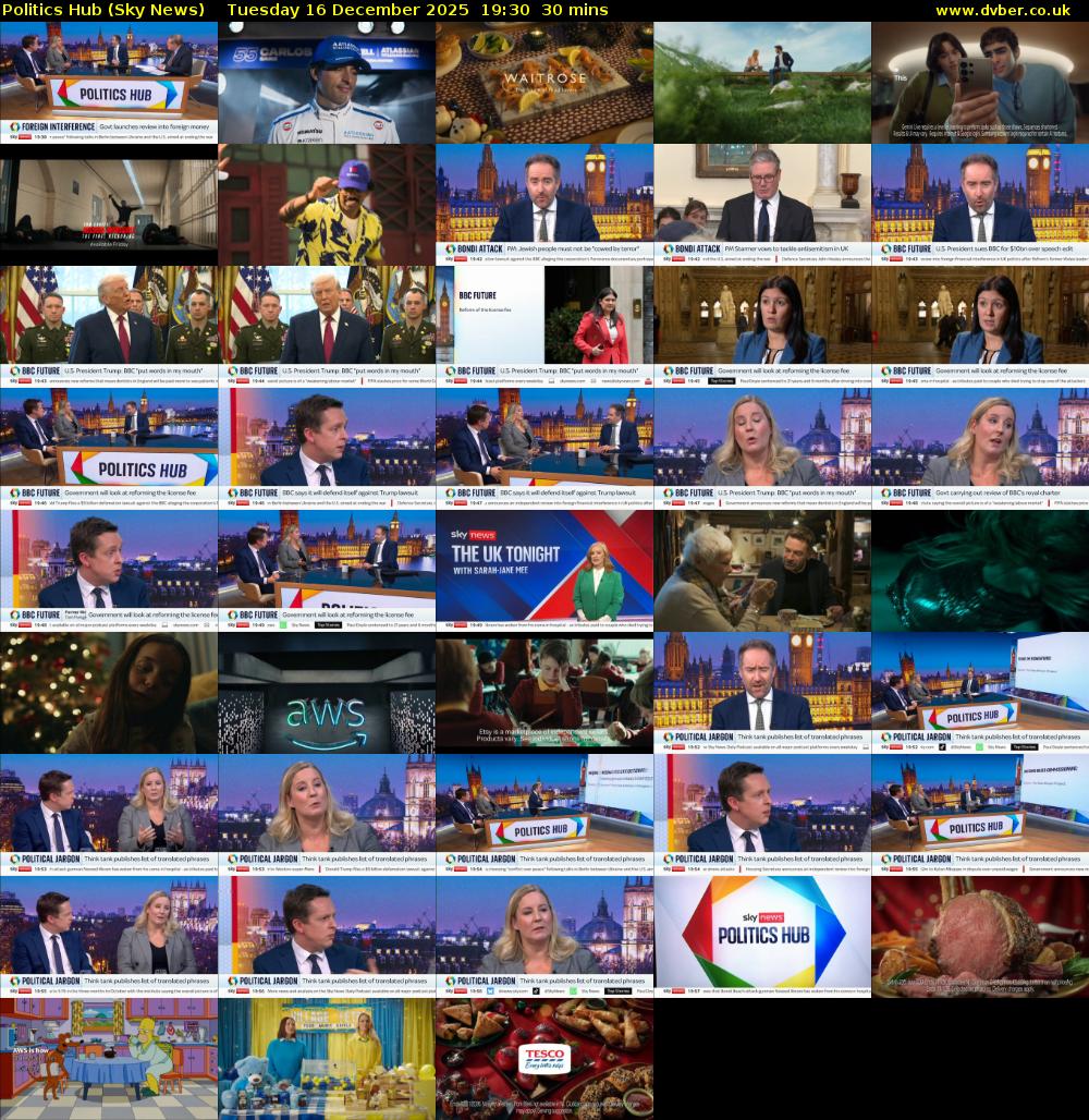 Politics Hub (Sky News) Tuesday 16 December 2025 19:30 - 20:00