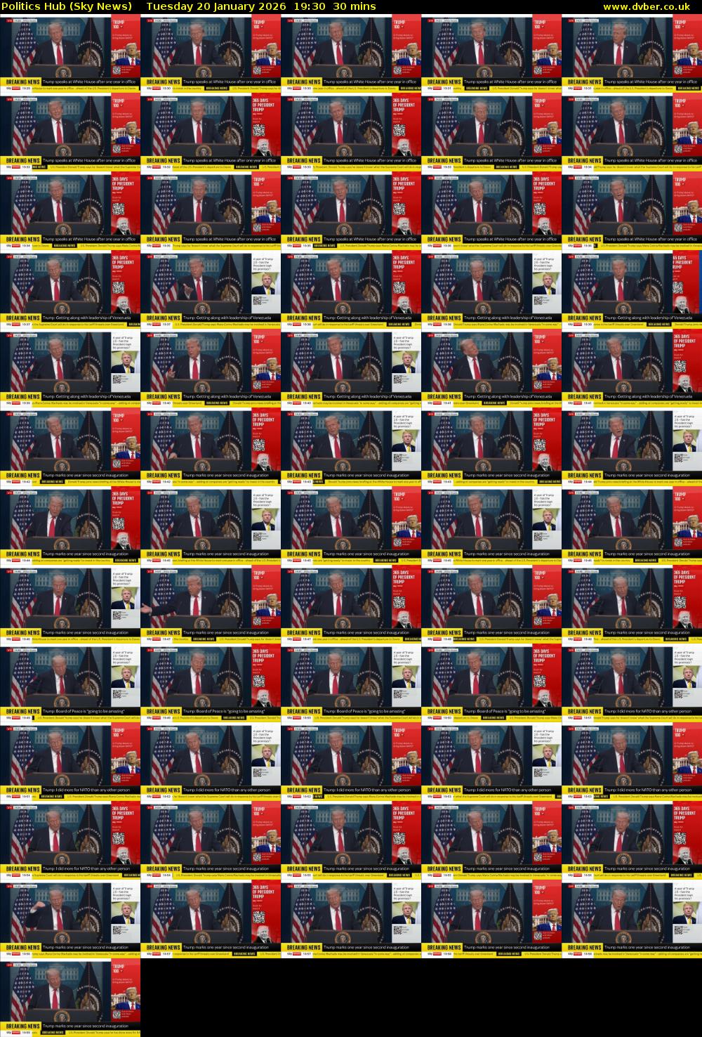 Politics Hub (Sky News) Tuesday 20 January 2026 19:30 - 20:00