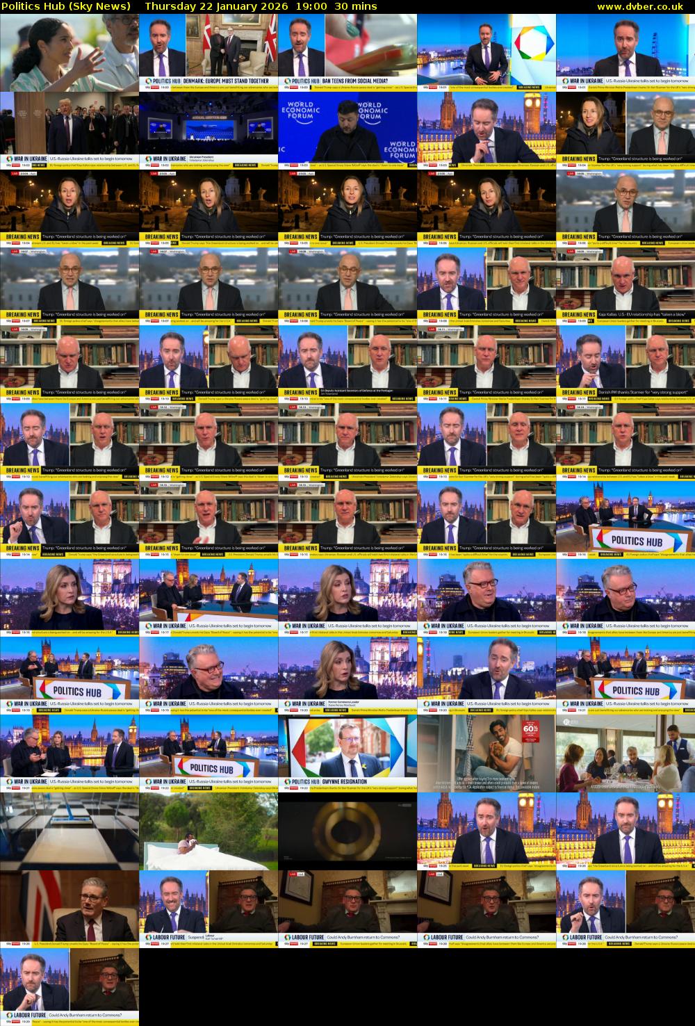 Politics Hub (Sky News) Thursday 22 January 2026 19:00 - 19:30