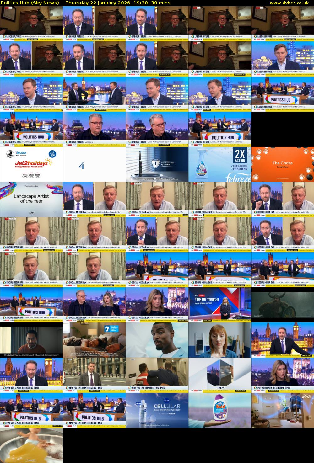 Politics Hub (Sky News) Thursday 22 January 2026 19:30 - 20:00