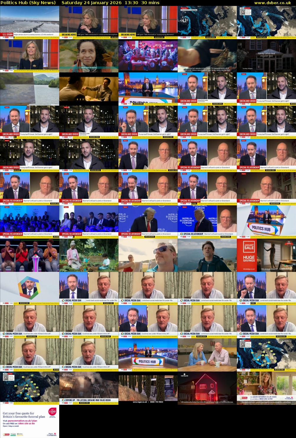 Politics Hub (Sky News) Saturday 24 January 2026 13:30 - 14:00