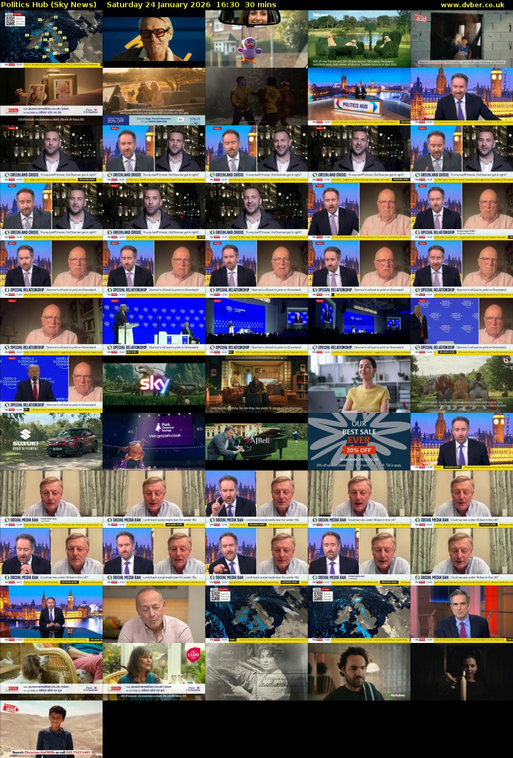 Politics Hub (Sky News) Saturday 24 January 2026 16:30 - 17:00