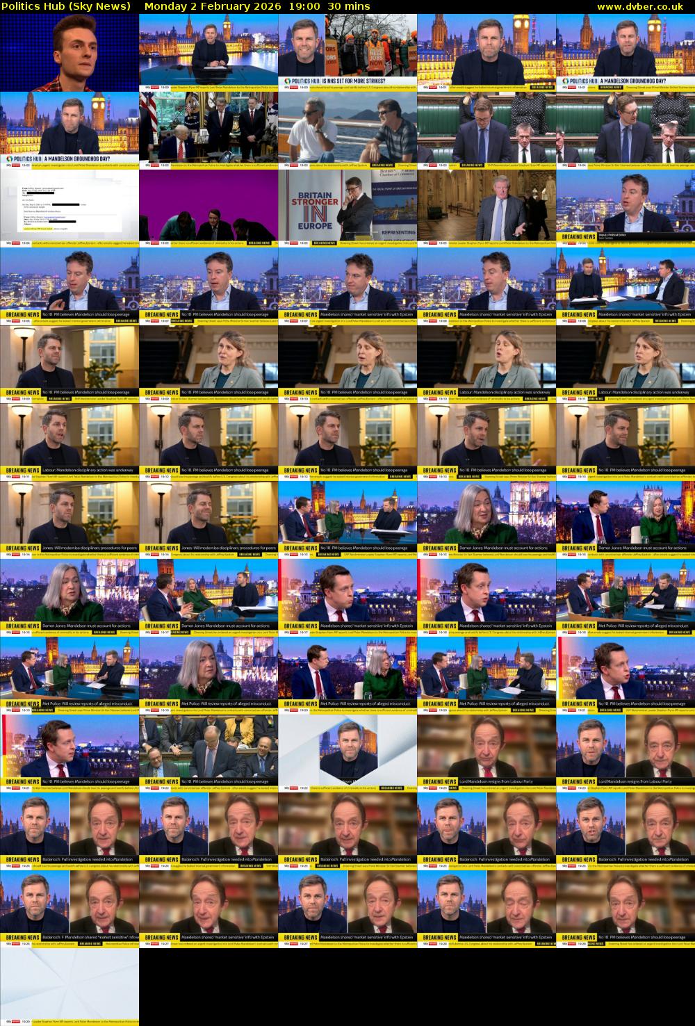 Politics Hub (Sky News) Monday 2 February 2026 19:00 - 19:30