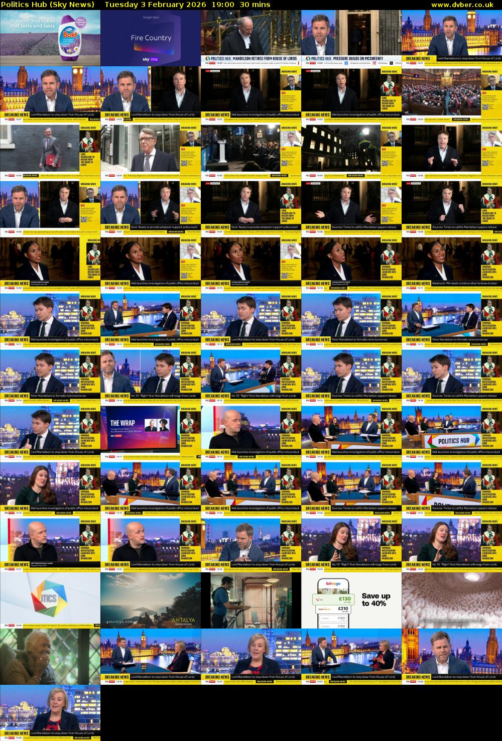 Politics Hub (Sky News) Tuesday 3 February 2026 19:00 - 19:30